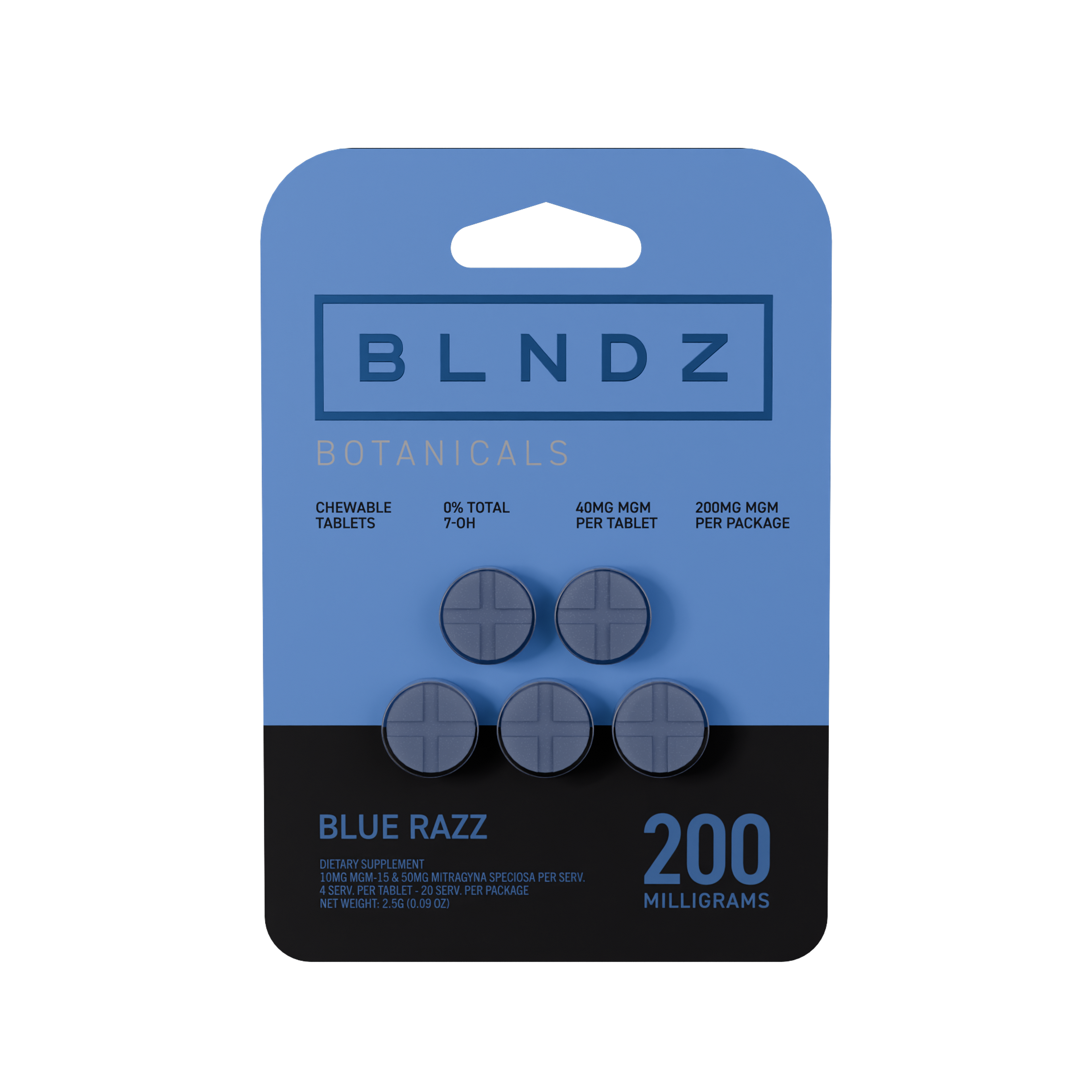 BLNDZ Botanicals 40MG MGM Blister — Blue Razz Front
