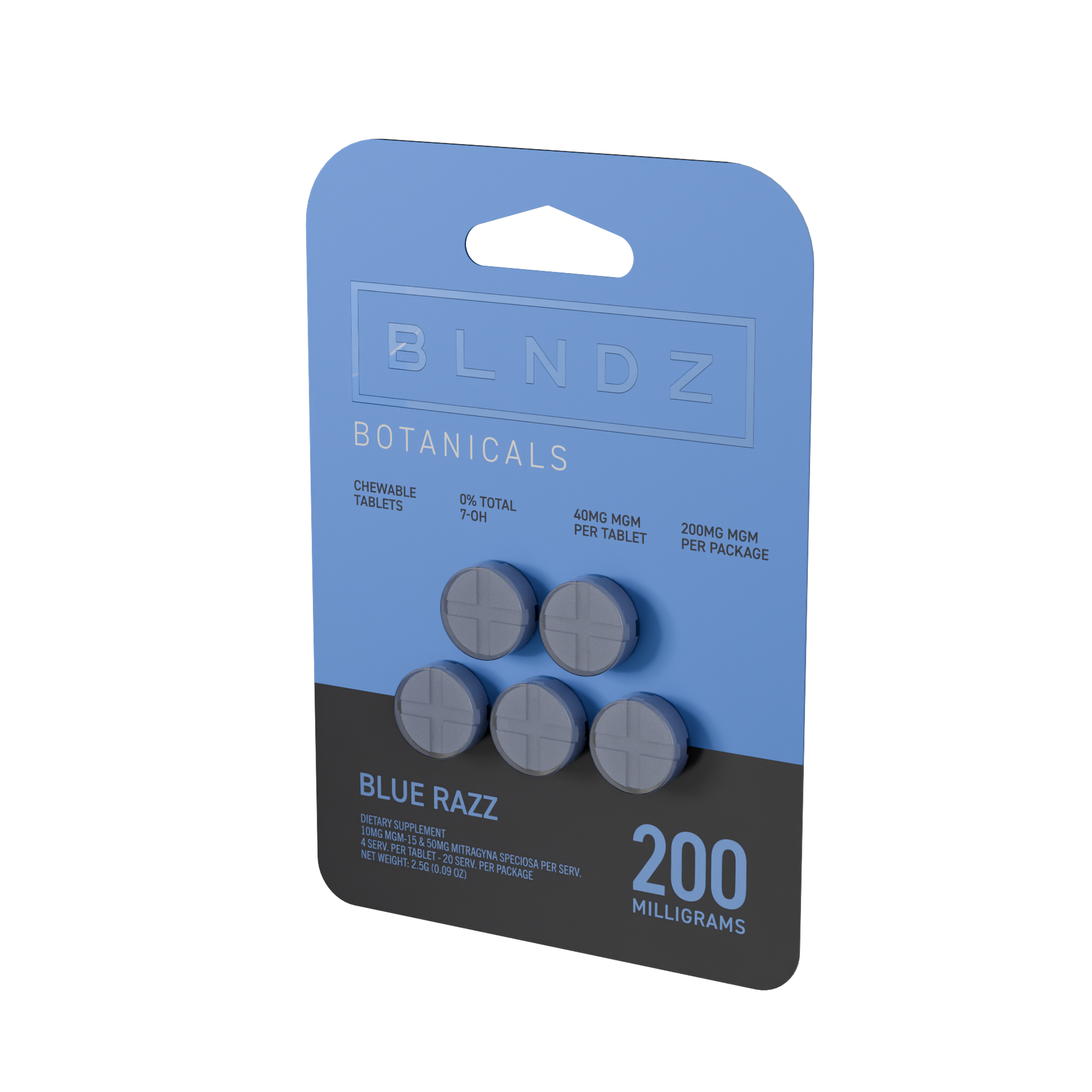 BLNDZ Botanicals 40MG MGM Blister — Blue Razz Right Angle