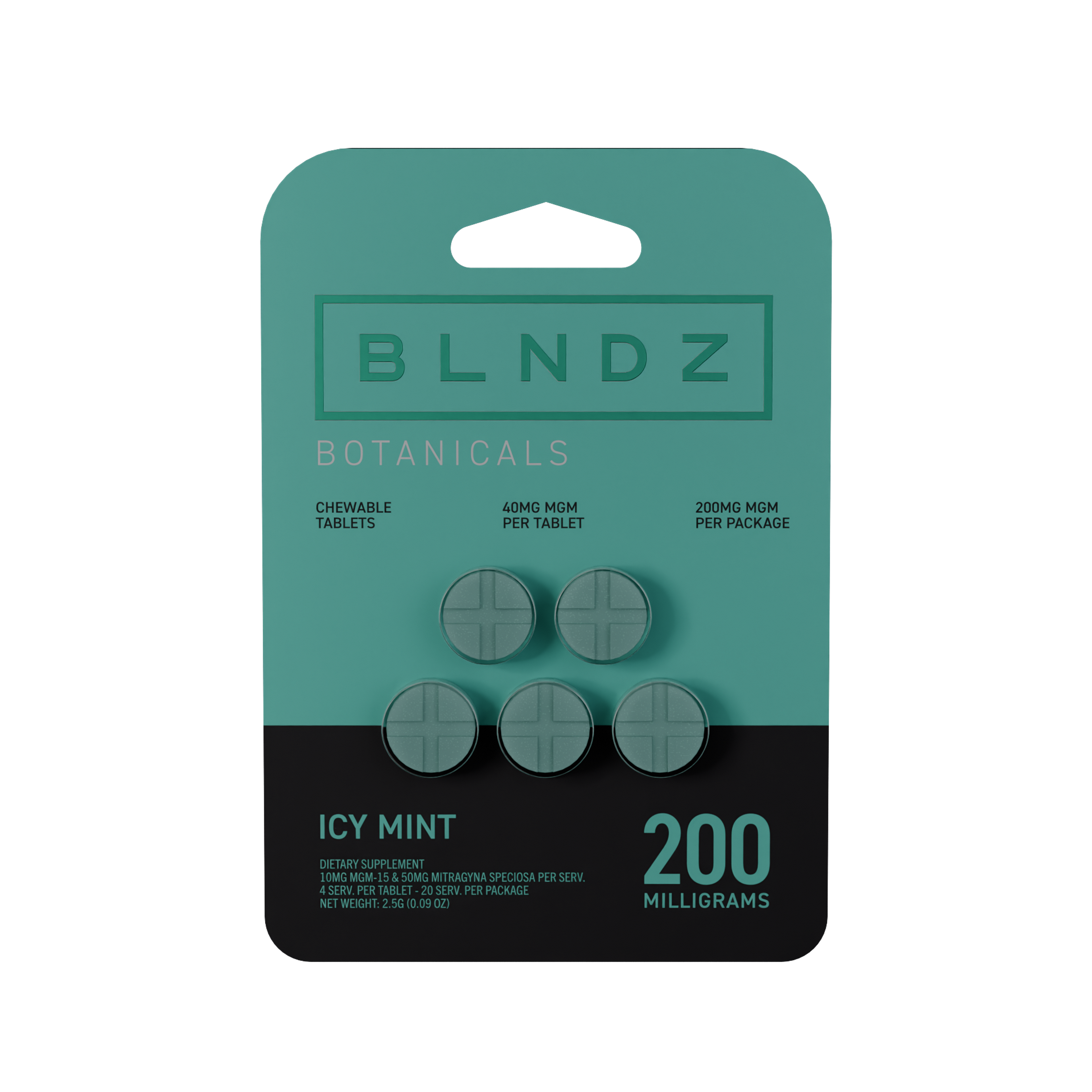 BLNDZ Botanicals 40MG MGM Blister — Icy Mint Front