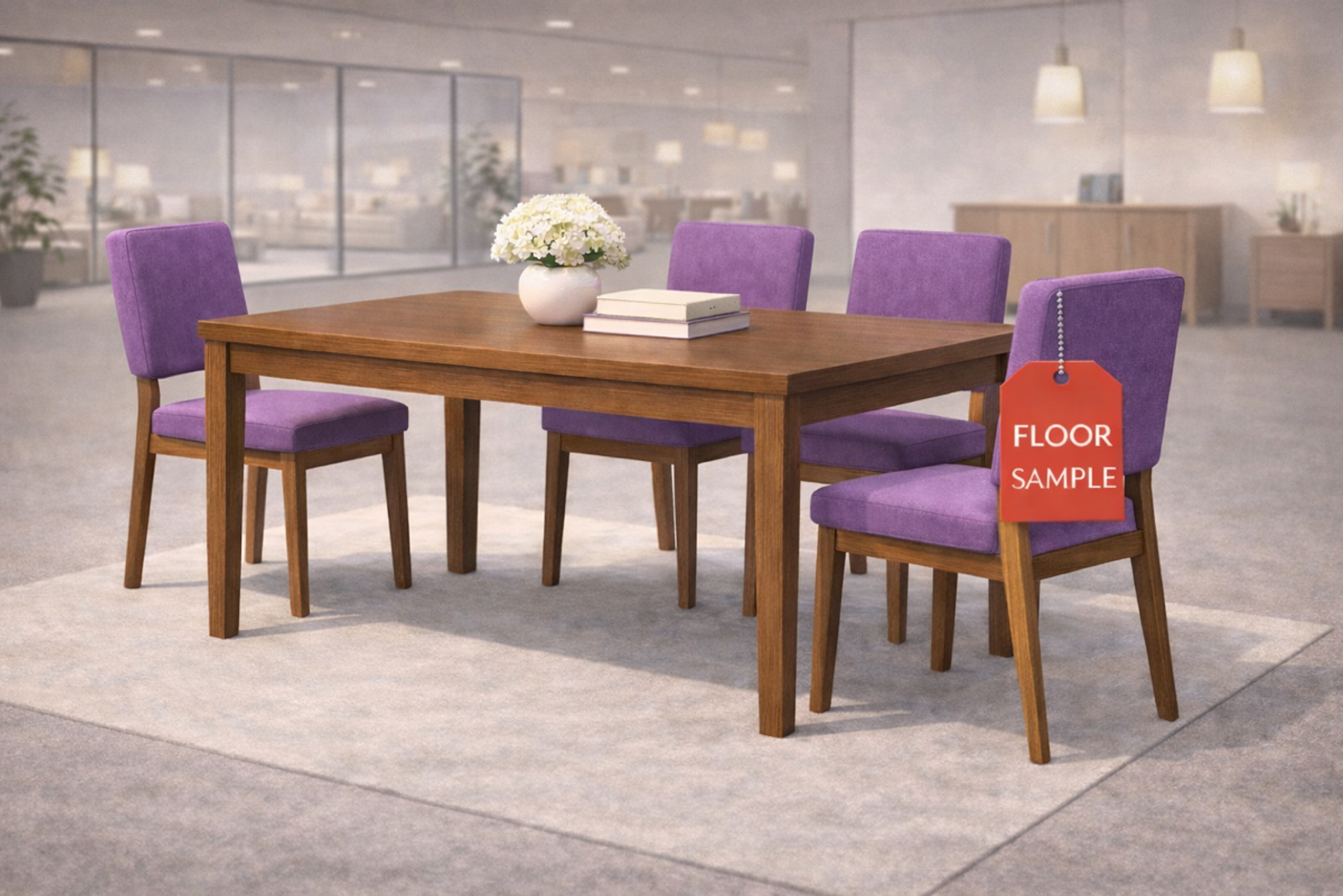 Floor sample furniture displayed in a showroom