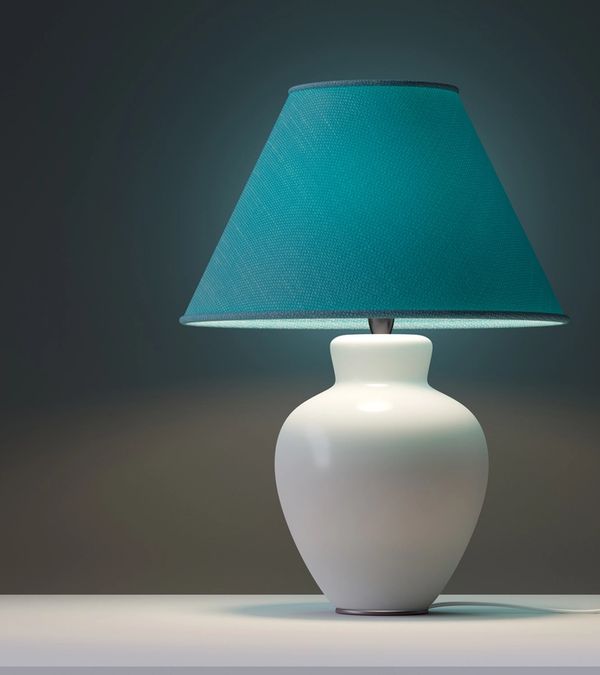 Modern table lamp displayed in home lighting showroom