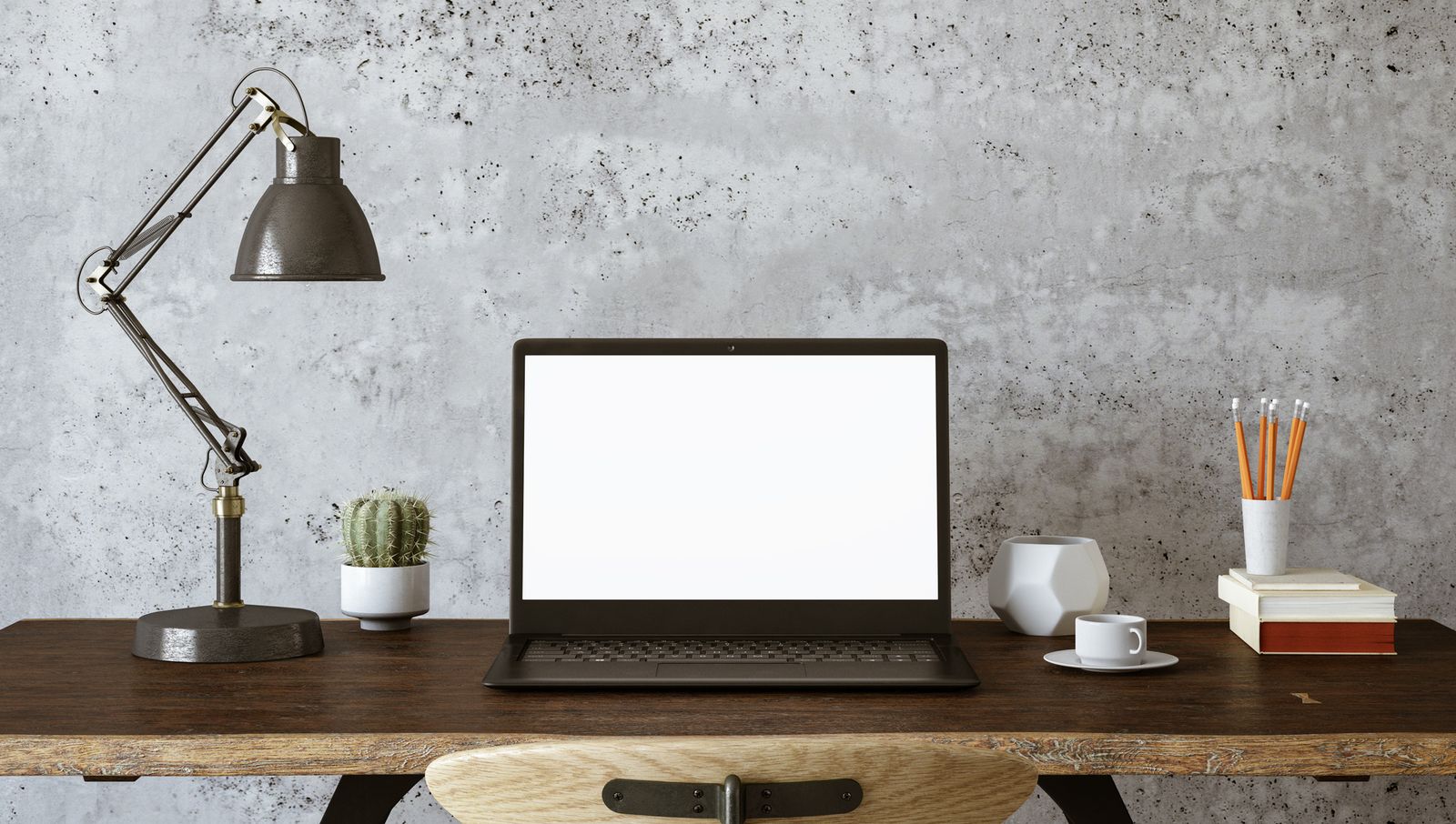 Floor model desk and table setup styled for a living room or home office