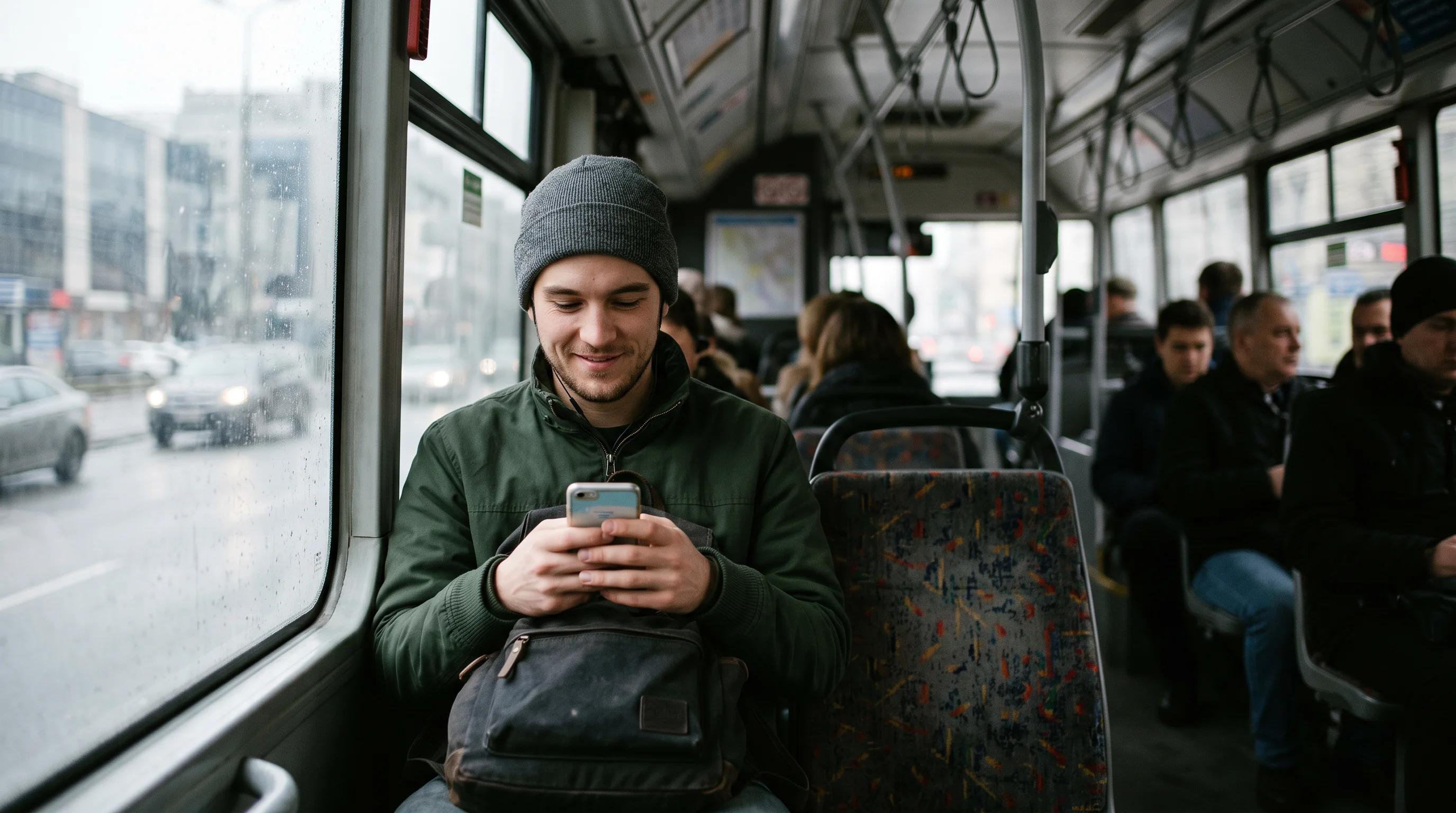 Candidate reading a message on his phone