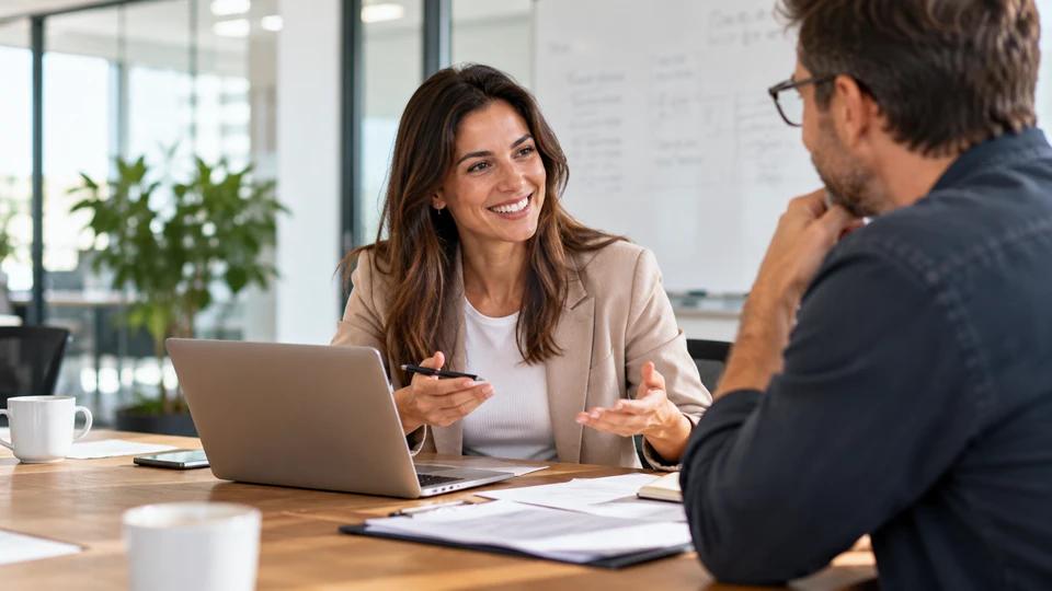A recruiter talking with a candidate