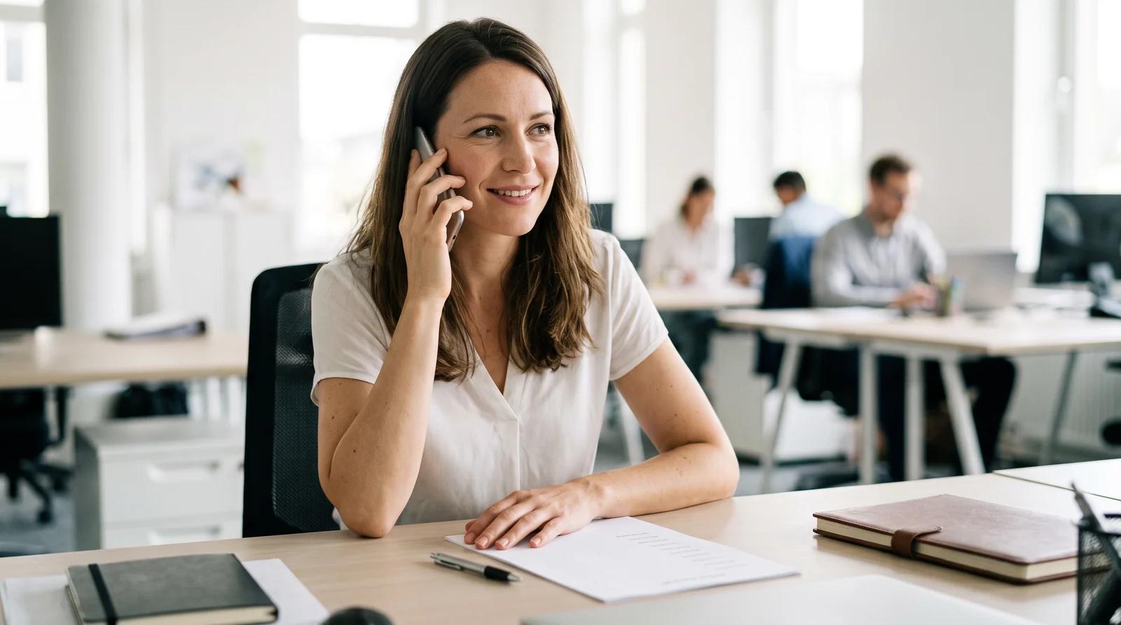 A recruiter reviewing applications at her desk