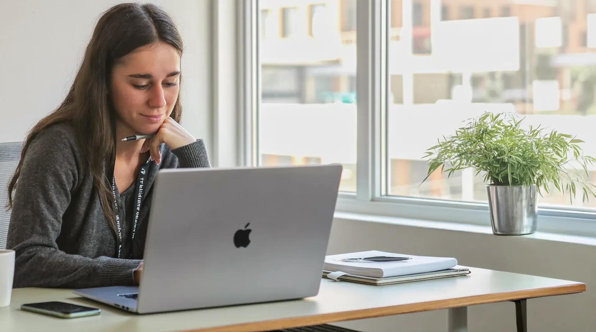 A recruiter on her computer