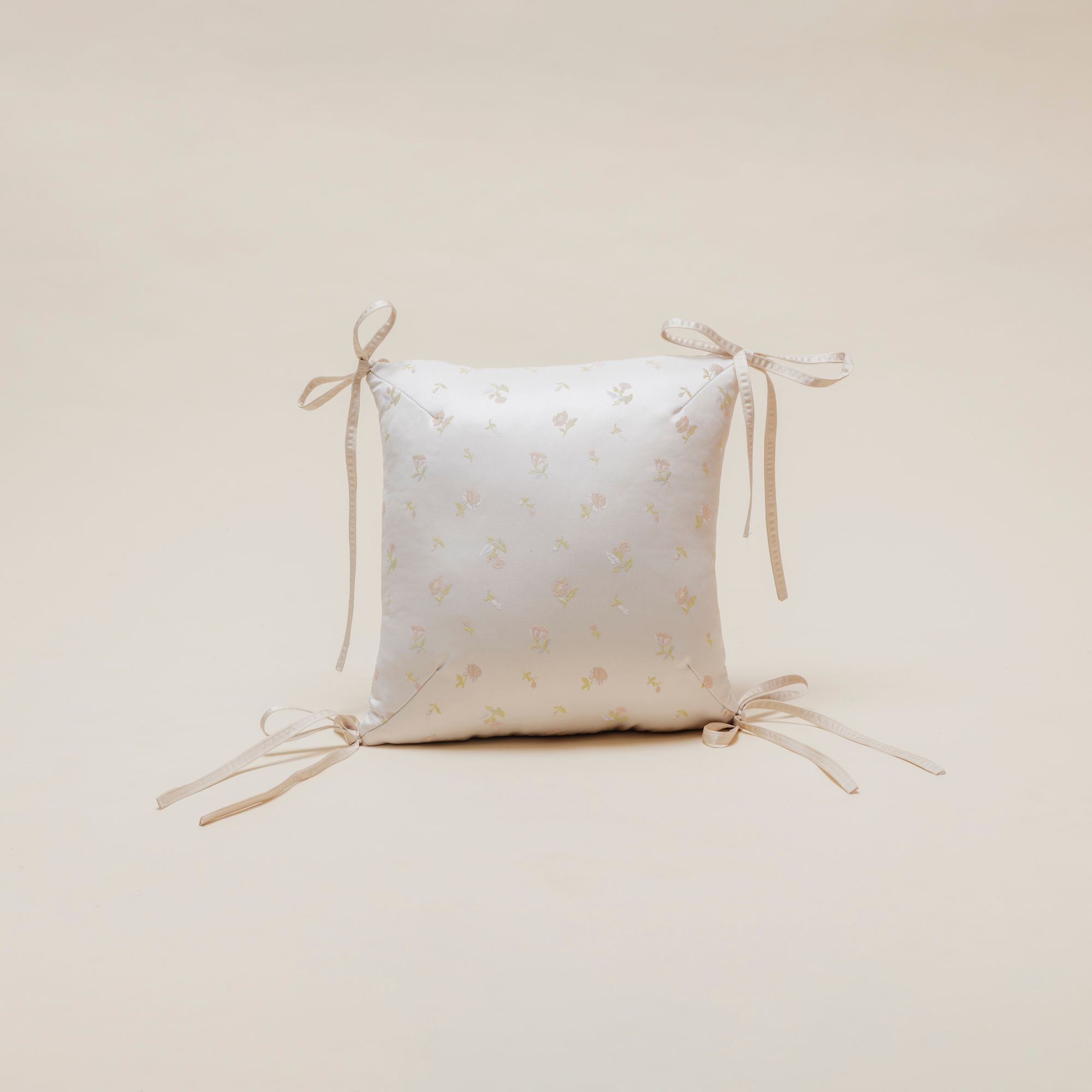 pillow with white silk fabric
