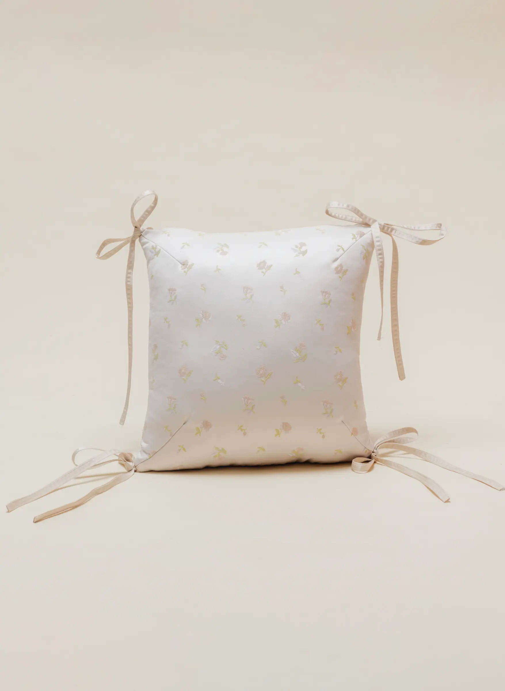 pillow with white silk fabric