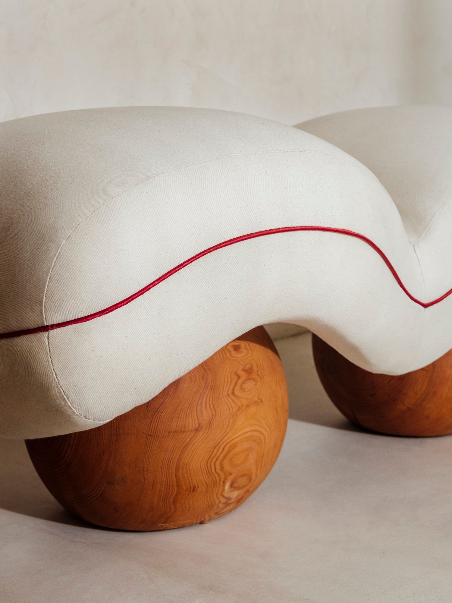 detail of piping on canvas fabric