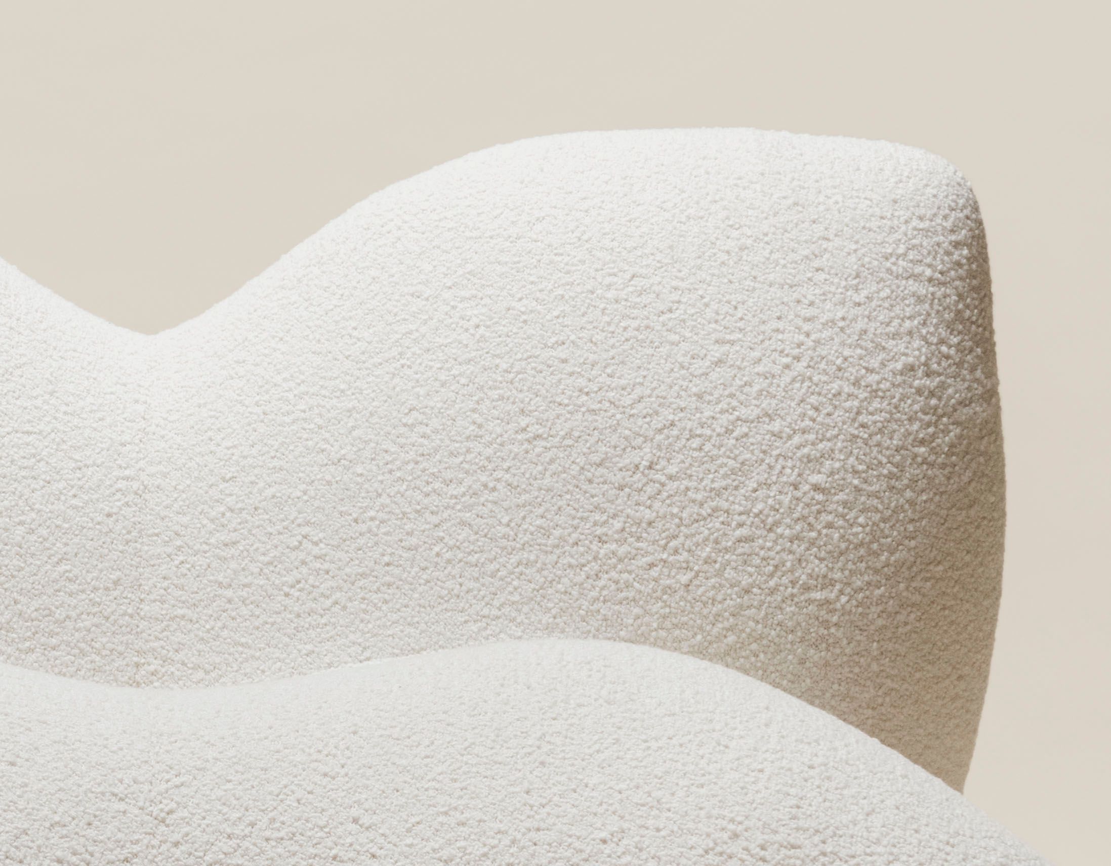 detail of petal chair boucle fabric