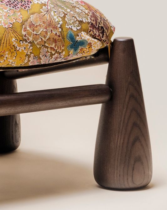 close up of tapestry bell chair