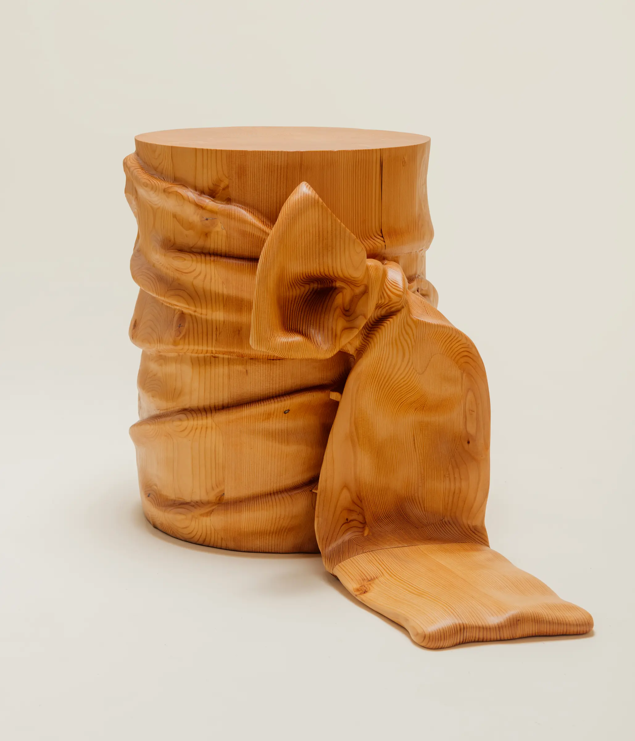 Wooden table with bow carved out
