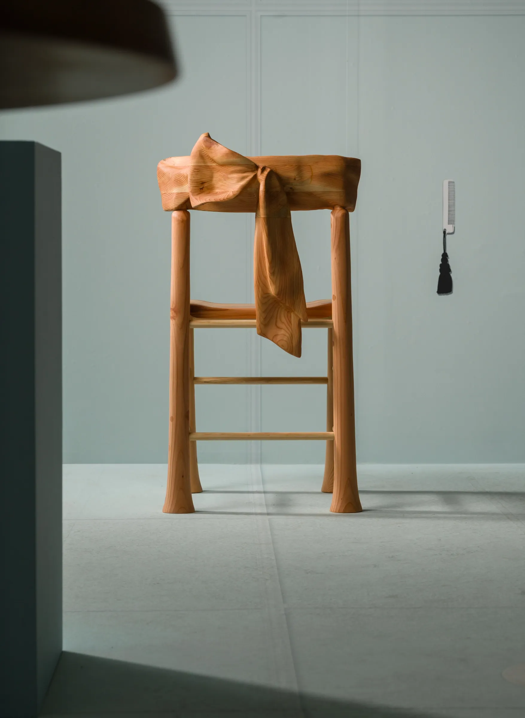 back view of trumpet dining chair