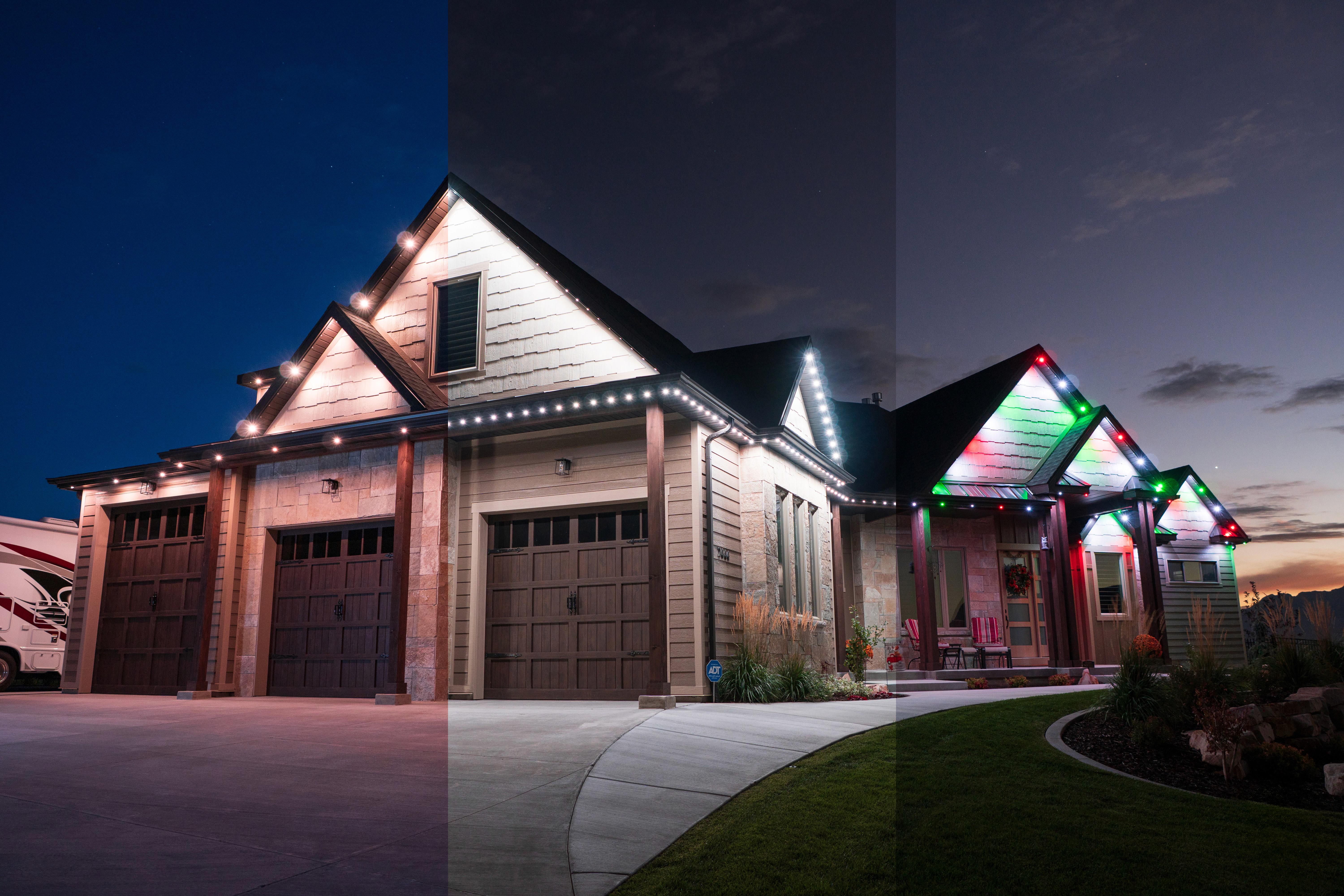 Modern Utah home exterior lighting dusk curb appeal