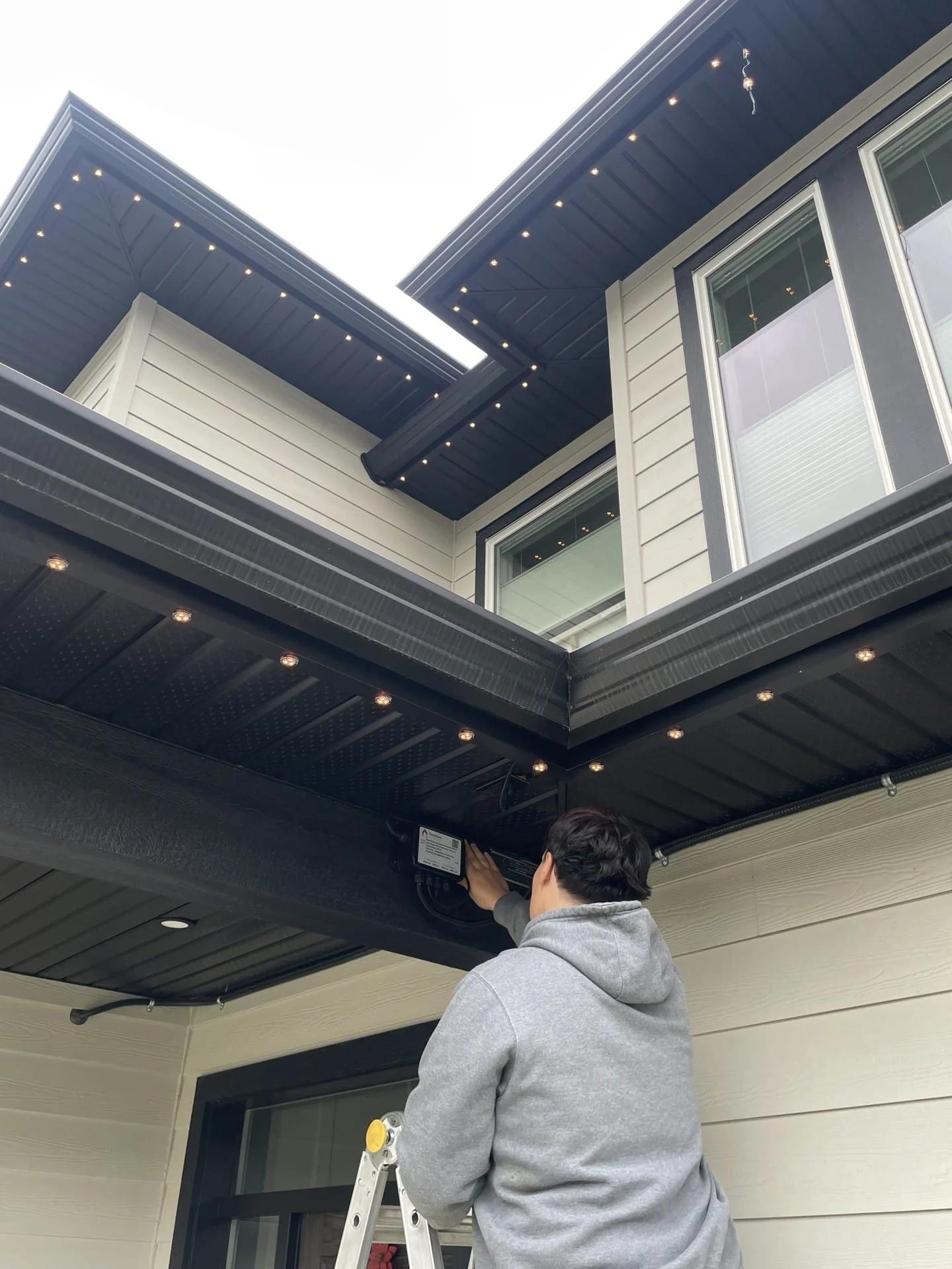 Professional installation of color matching permanent lights in tracks