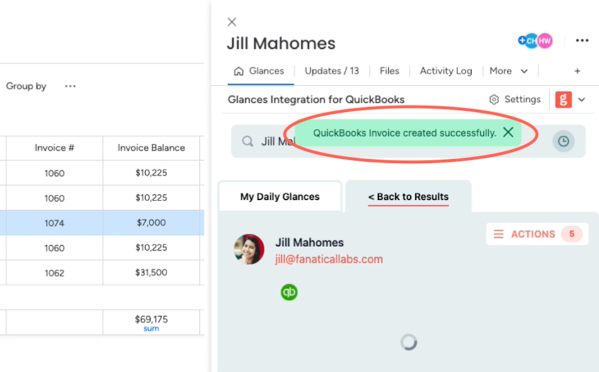 Glances Actions now have success message following completion