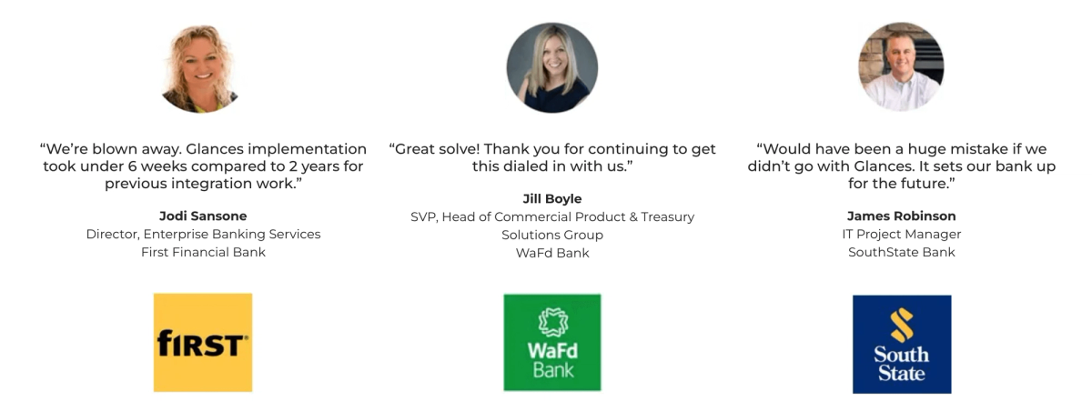 Customer Testimonials - What bank clients are saying about Glances