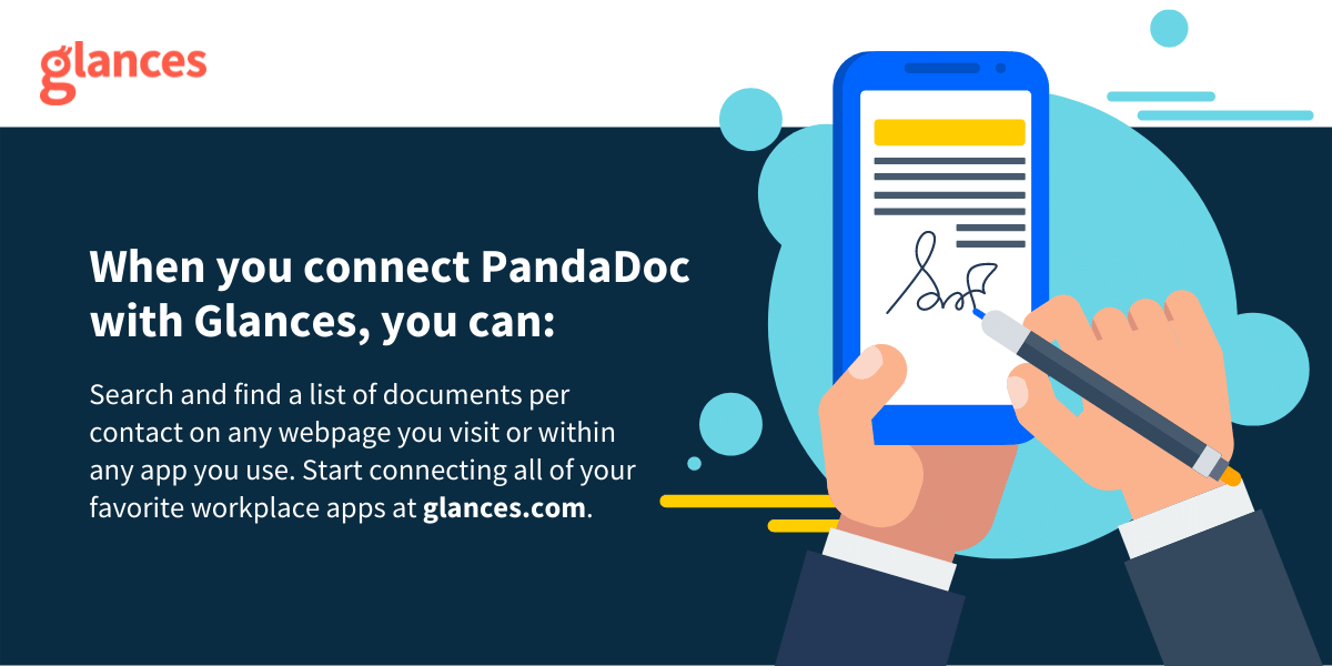 Promotional image of connecting PandaDoc with Glances to view your data anywhere