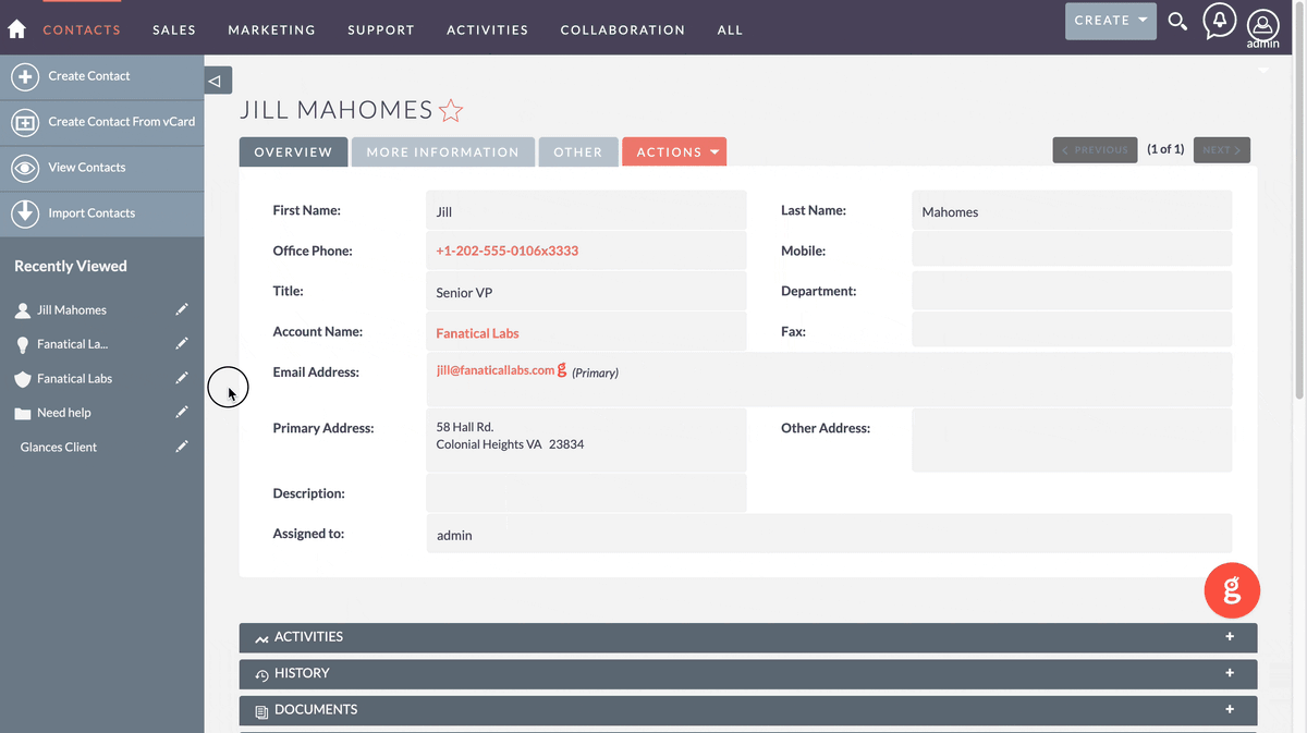Animation of Glances user working in SuiteCRM and viewing data across multiple apps