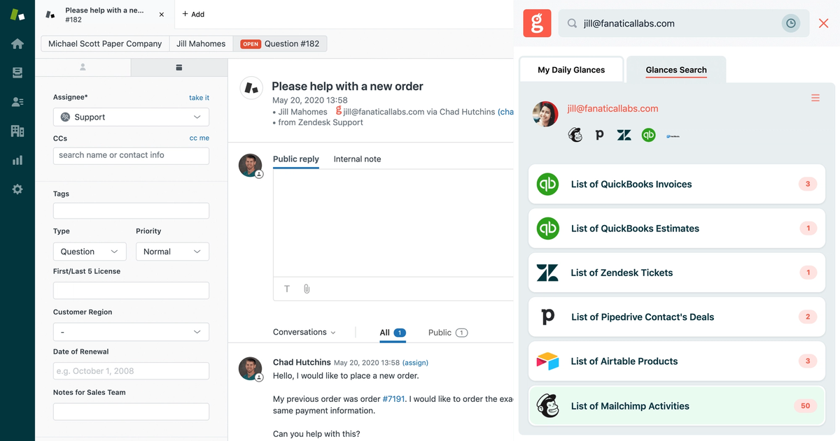 Screenshot of Glances user viewing data across multiple apps