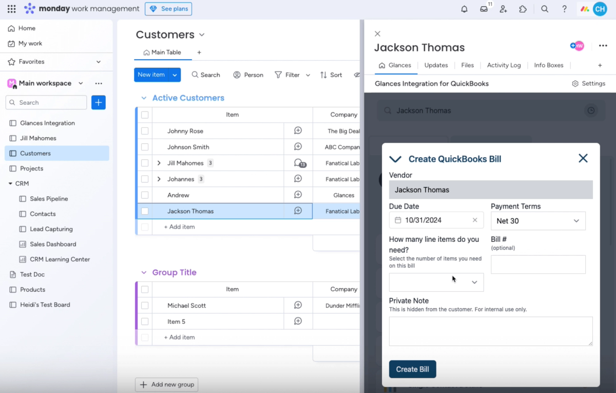 Glances Actions for QuickBooks help you manage customer and vendor payments anywhere online