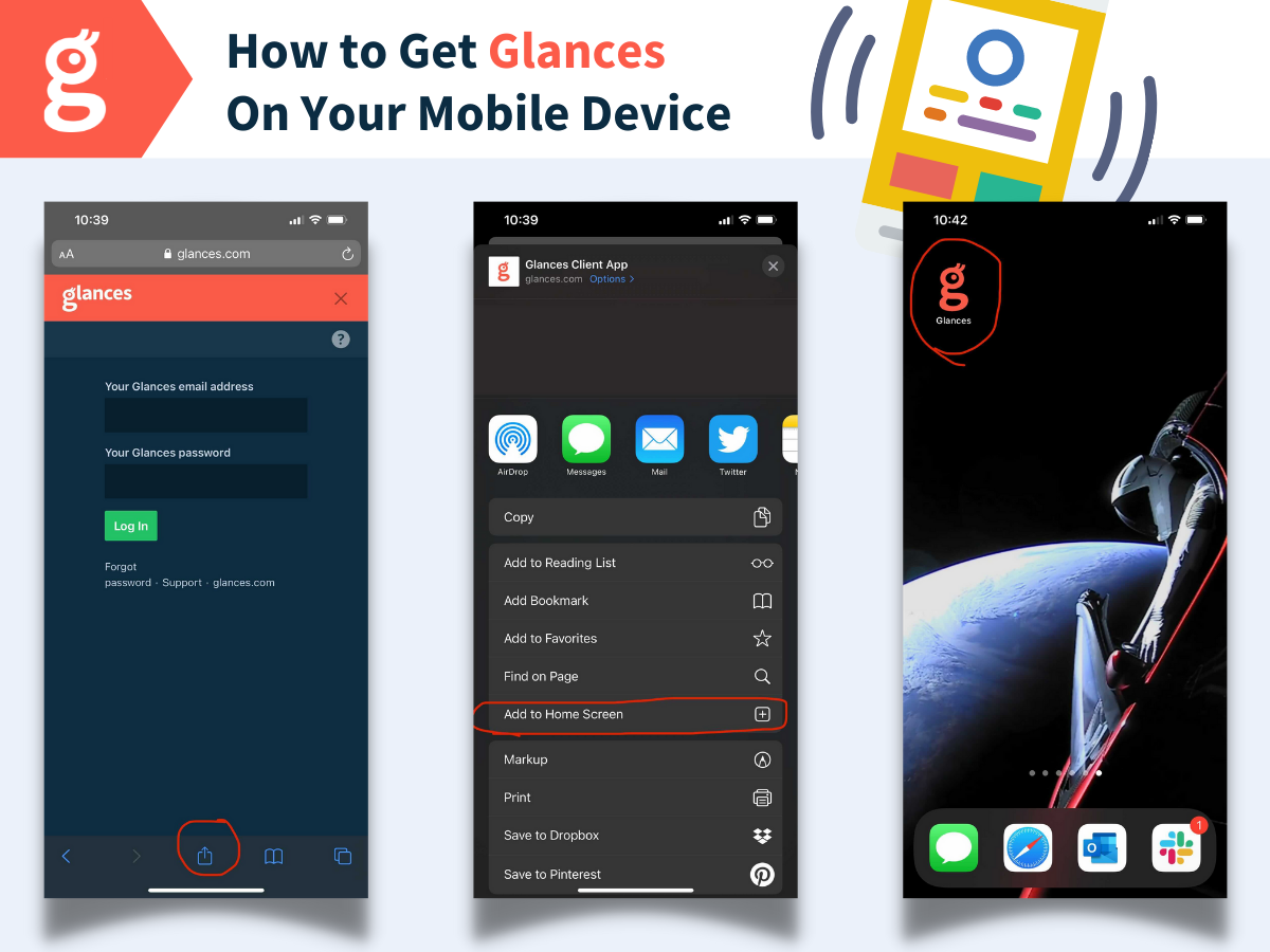 Instructions for getting Glances on your mobile device