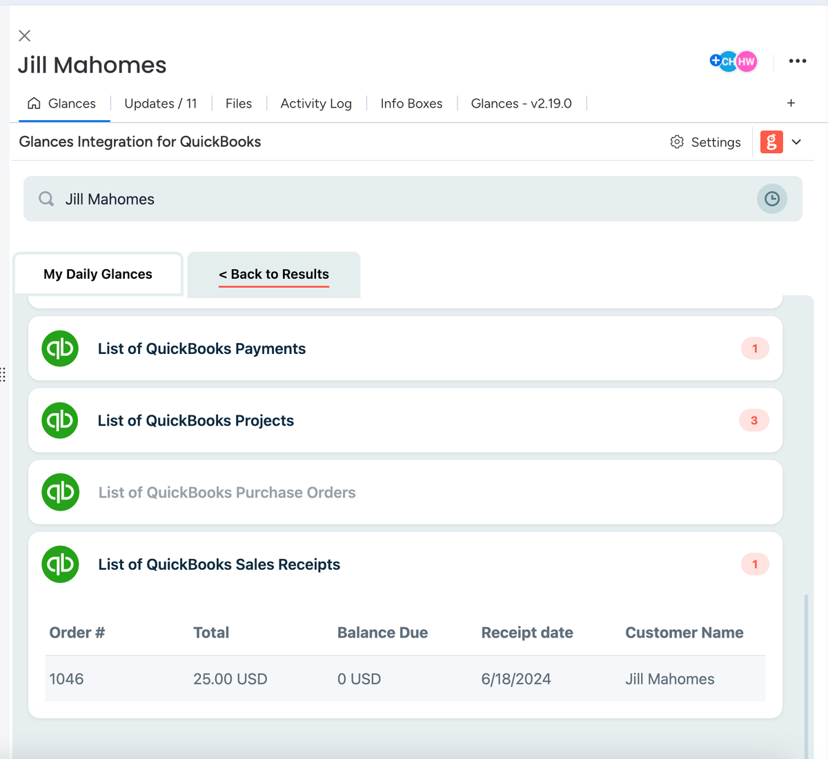 Glances introduces its new sales receipts view for QuickBooks users