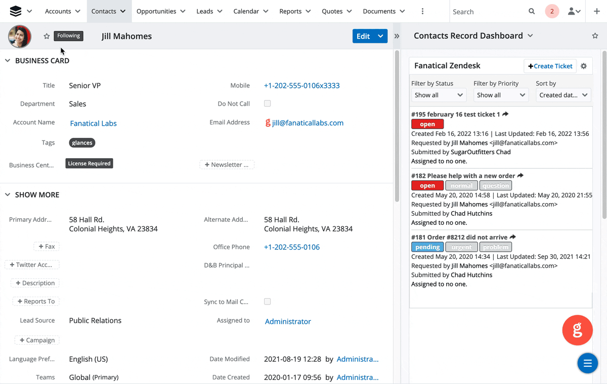Animation of Glances user working in SugarCRM and viewing data across multiple apps