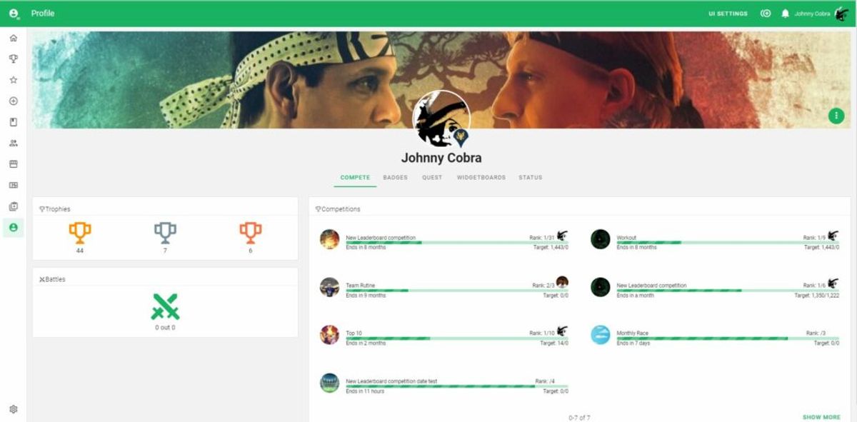 Screenshot of how Pointagram profile normally appears