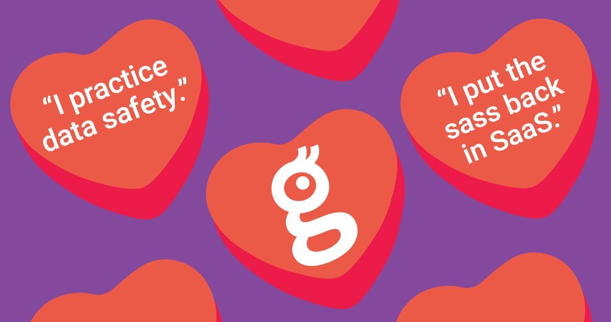 Glances Valentines themed image with red candy heart graphics