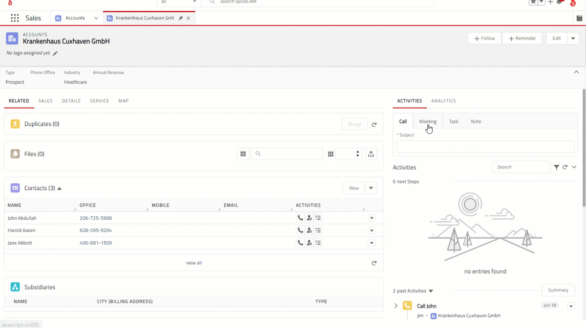 Keep track of any recent interactions with SpiceCRM's activity stream