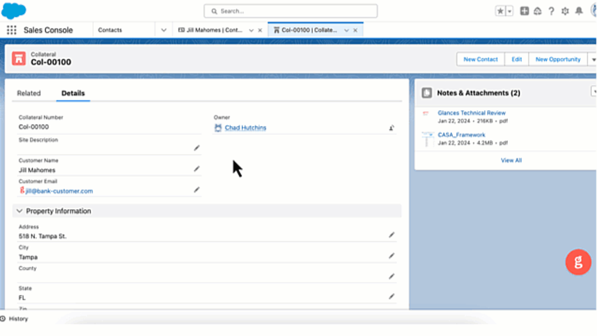 Animation showing how Glances integrates nCino, Fiserv, YouConnect and more banking apps