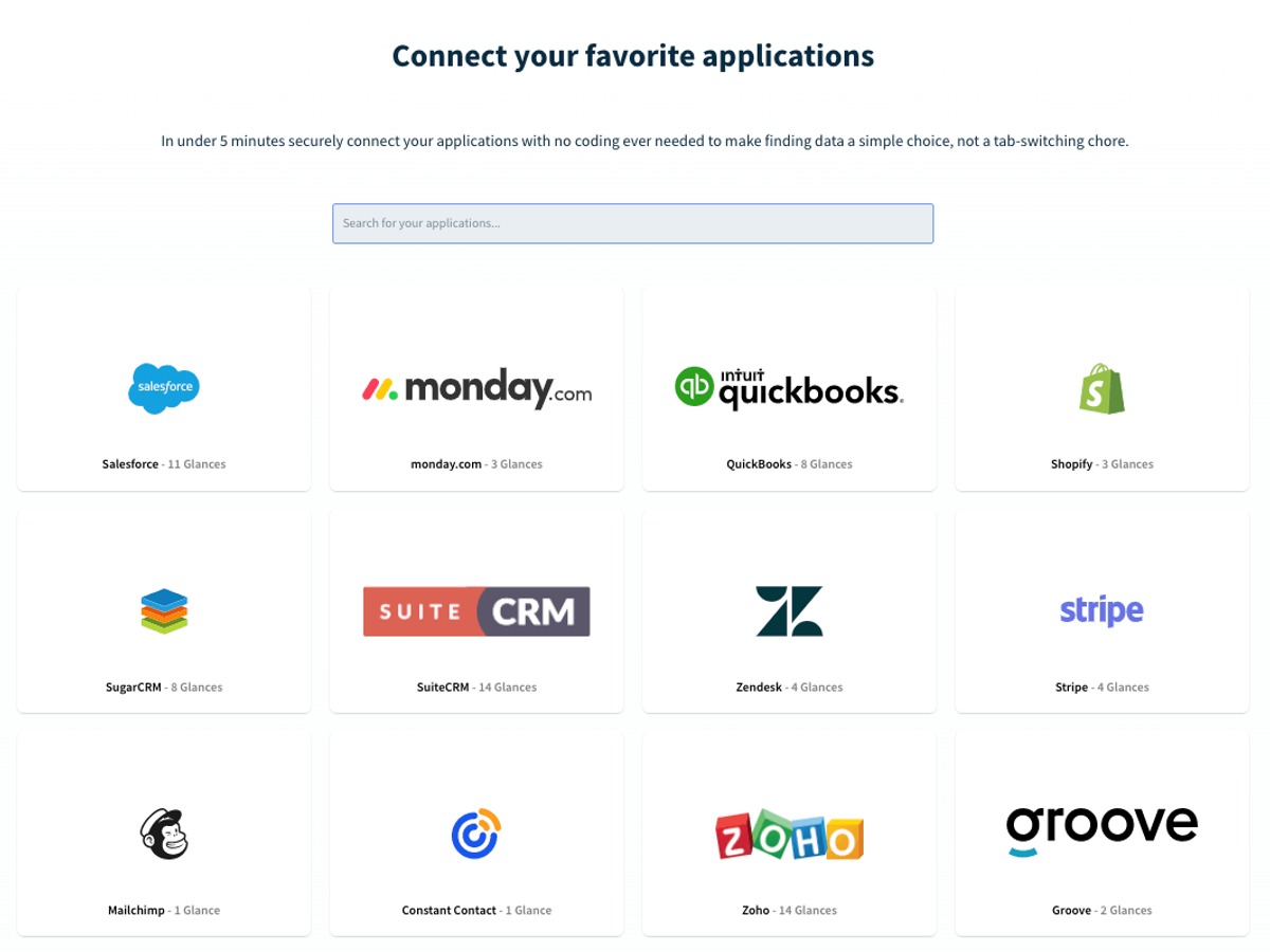 Search for all your favorite business apps on glances.com