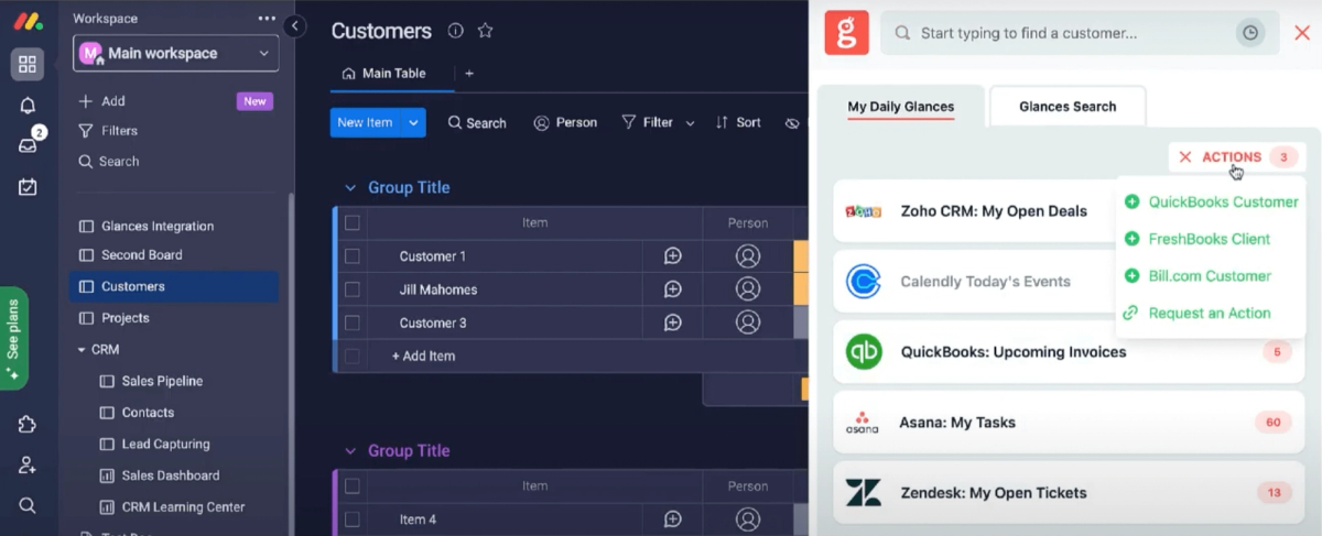 Using Glances, create a new Bill.com customer anywhere online