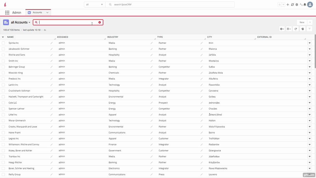 Quickly and efficiently find your data in SpiceCRM