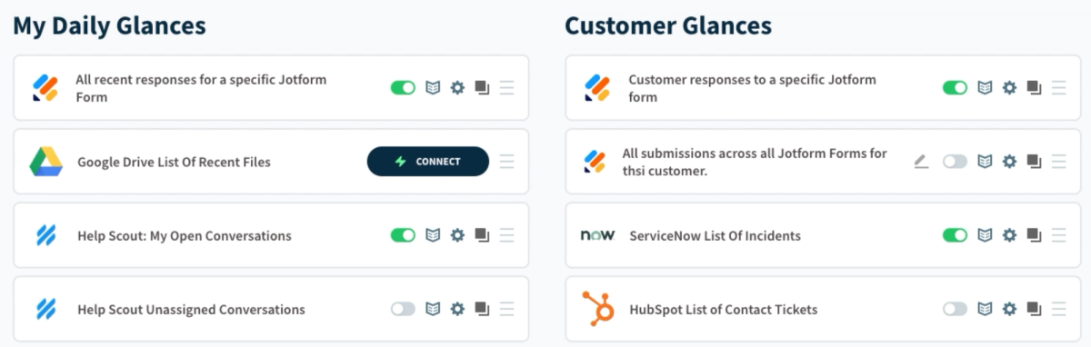 Manage your Glances for custom views of Jotform responses