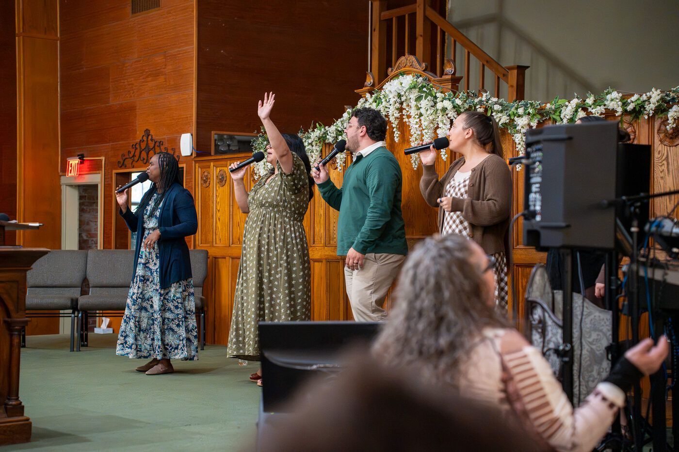 The worship team leading the congregation at CLA
