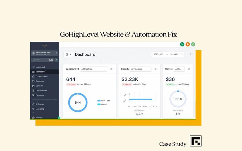 GoHighLevel Website Setup & Automation Optimization for a Service-Based Business