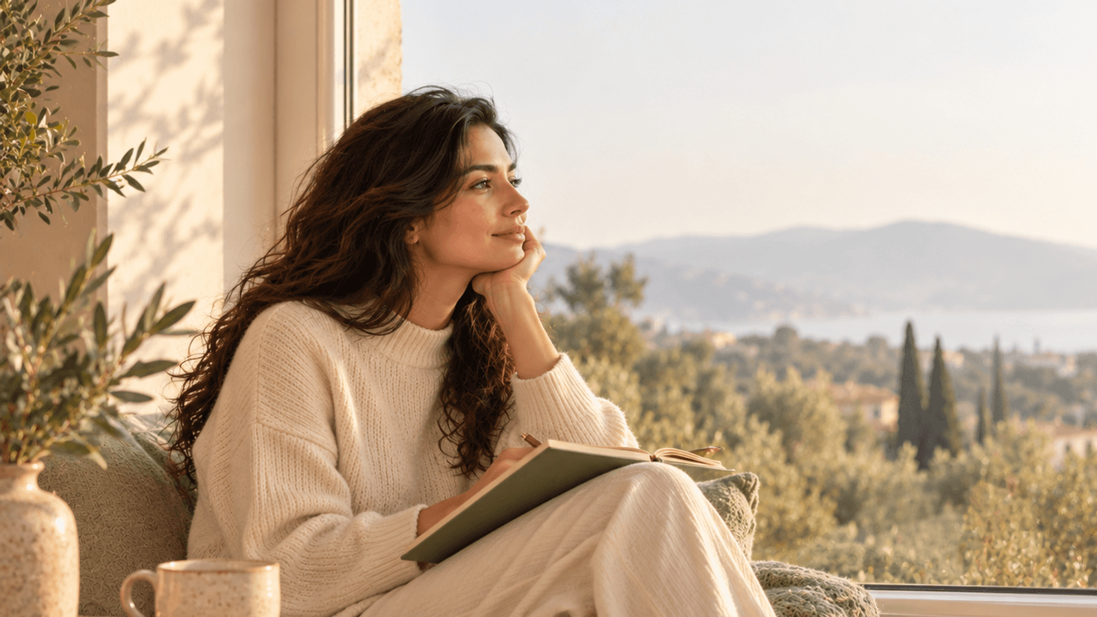 Femme assise près d’une fenêtre, plongée dans ses pensées, illustrant la réflexion sur son propre parcours et la comparaison aux autres.