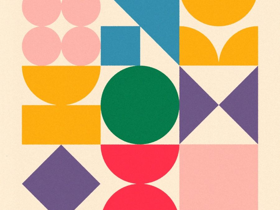 Geometric shapes in the Tech Atlanta Advocates brand colors