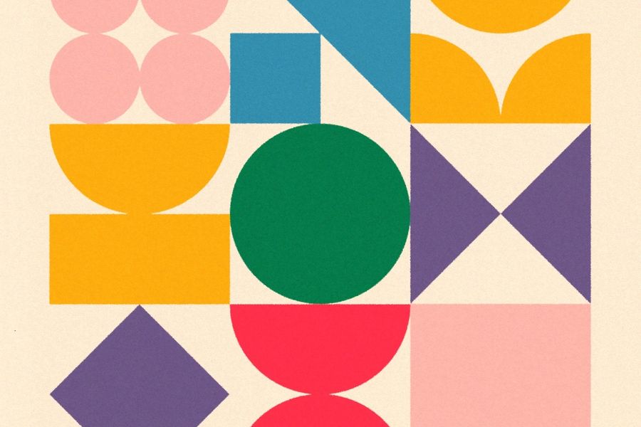 Geometric shapes in the Tech Atlanta Advocates brand colors
