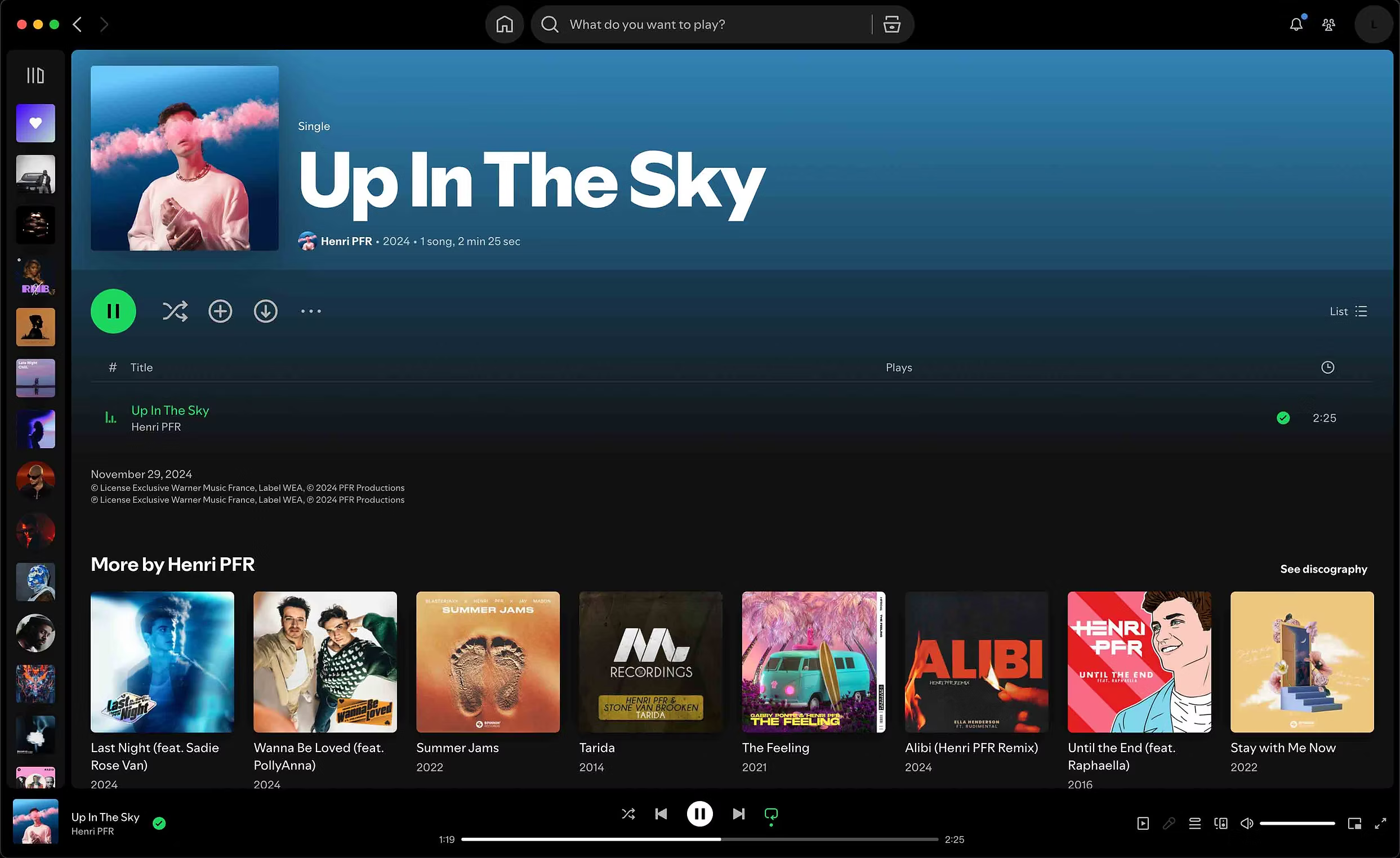 Henri PFR - up in the sky spotify preview