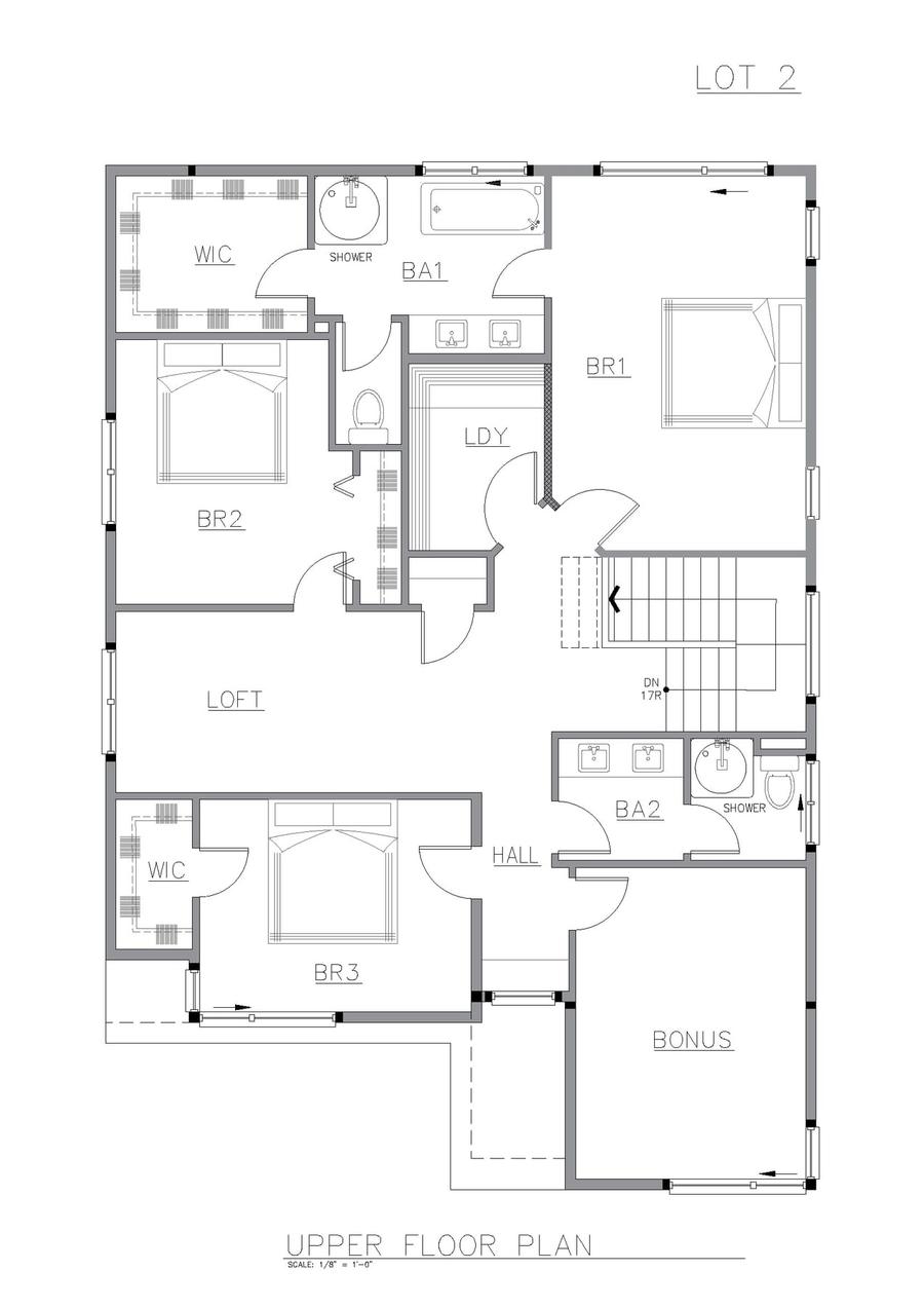 Lot 2 upper floor plan, 2,530 sq ft