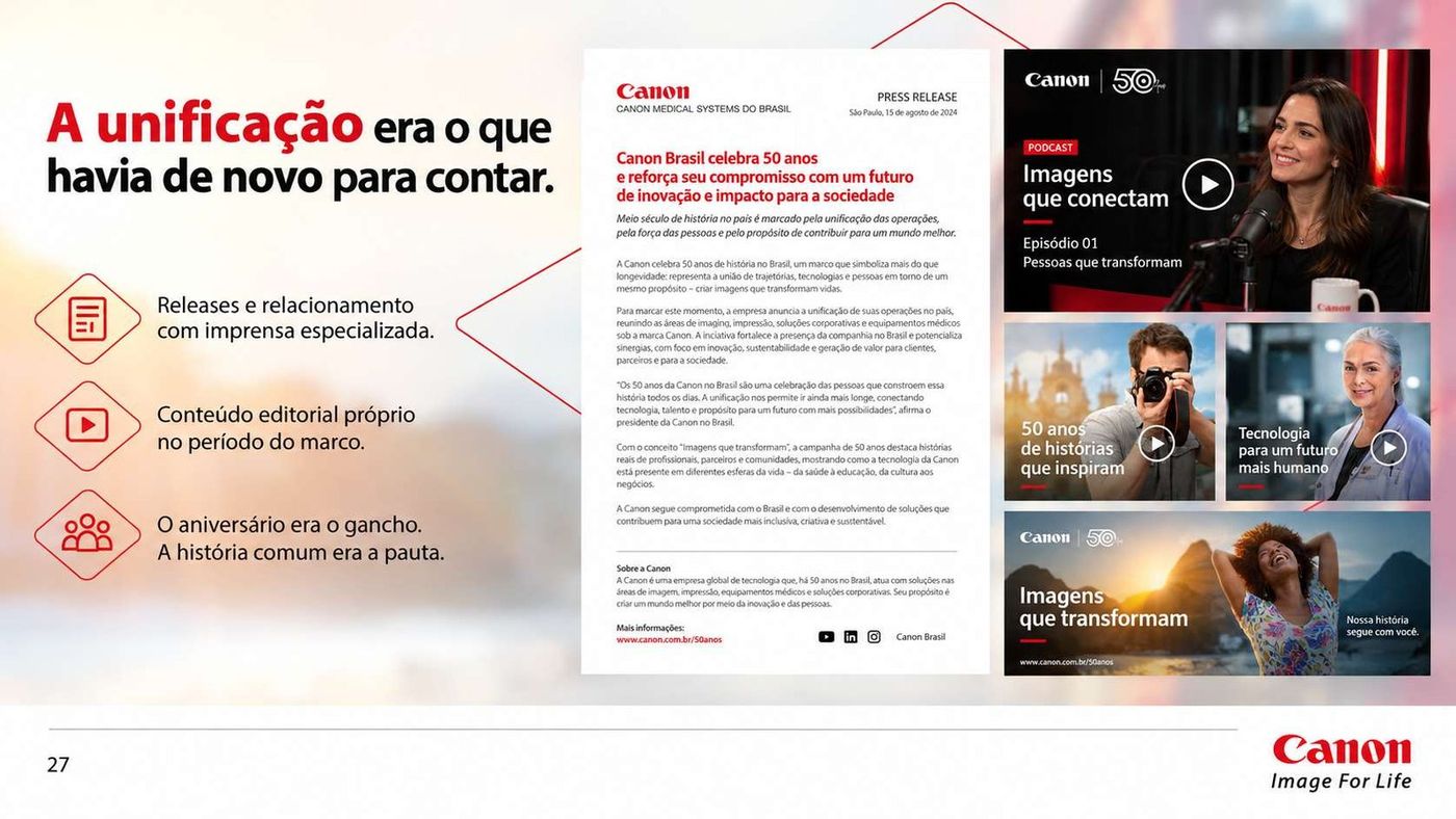 Press release, podcast e conteúdo editorial