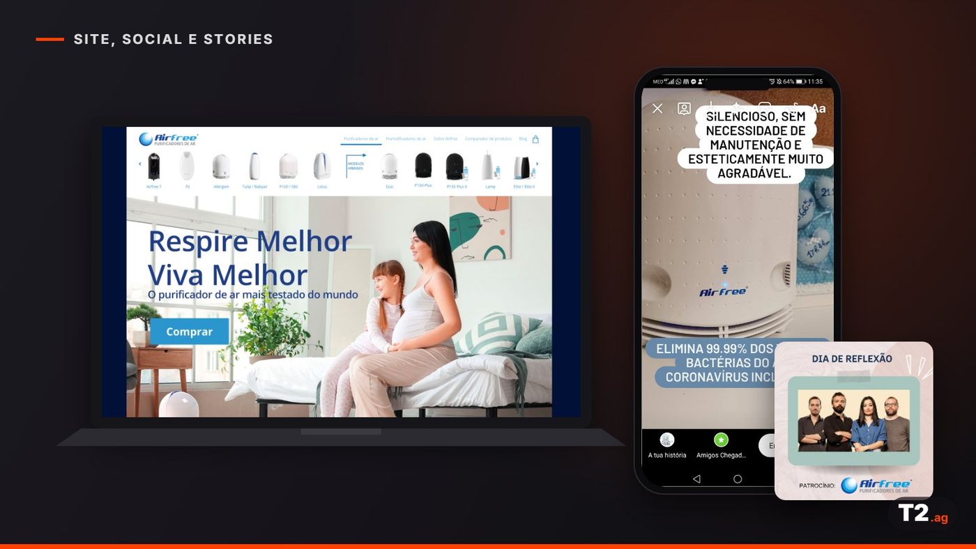 Peças digitais: site, social e stories