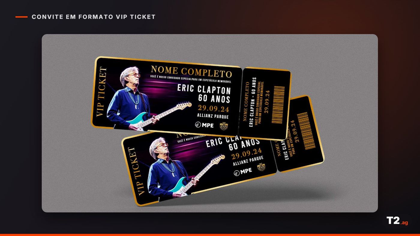 Convite em formato VIP ticket