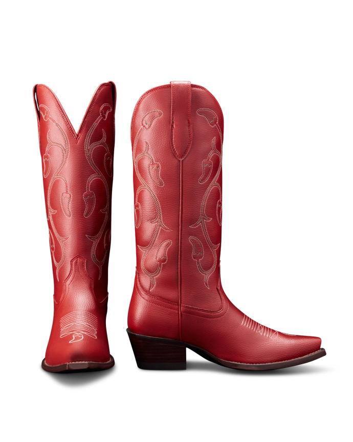 Pair view of The Booth Boot - Chili's Booth Red Vinyl on plain background
