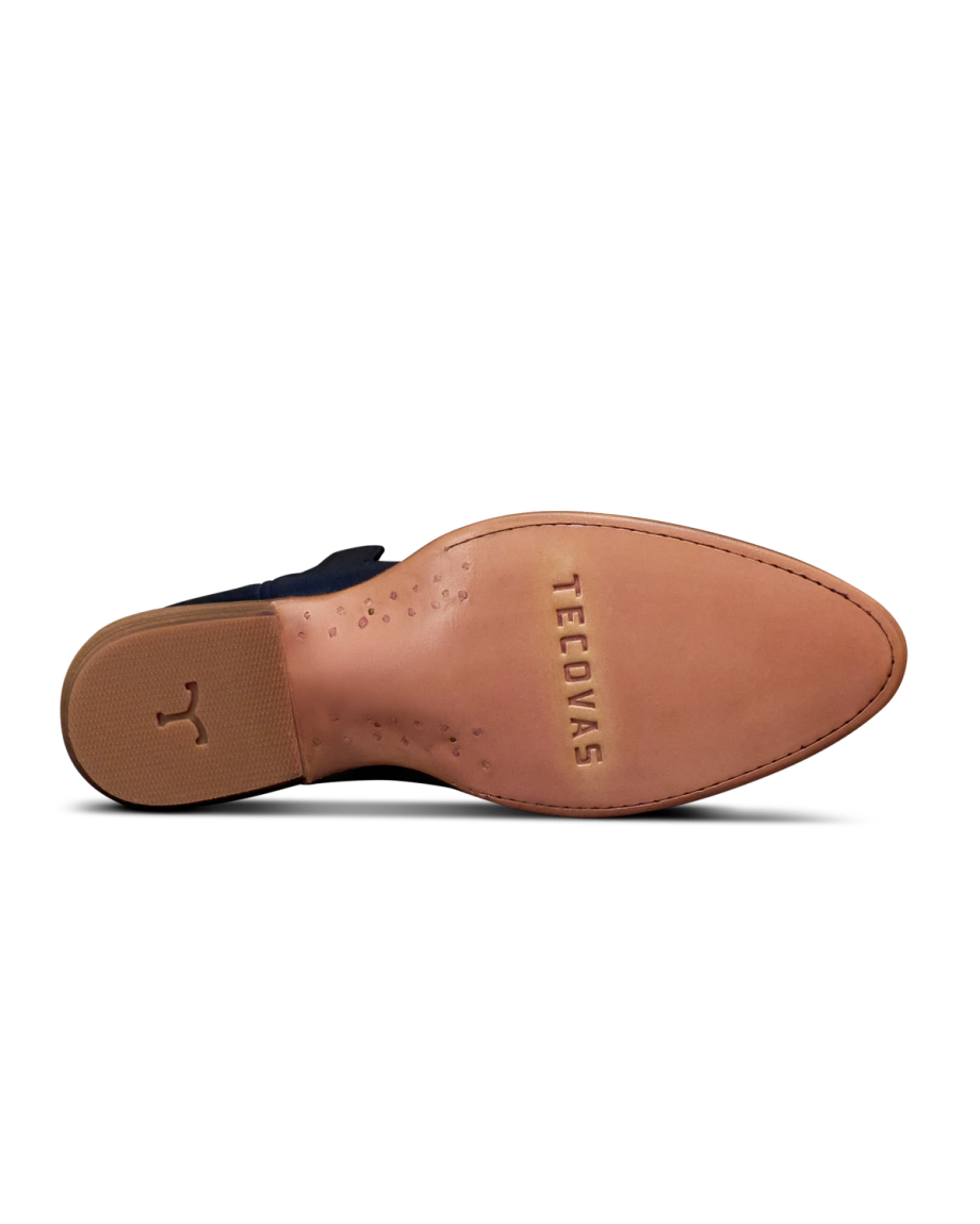 Sole view of The Jamie Firework - Atlantic Blue Cowhide on plain background