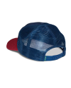 Quarterback view of Vintage Patch Five-Panel Low Profile Hat - Navy/Red on plain background