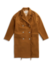 Closeup detail view of Women's Western Fringe Coat - Caramel